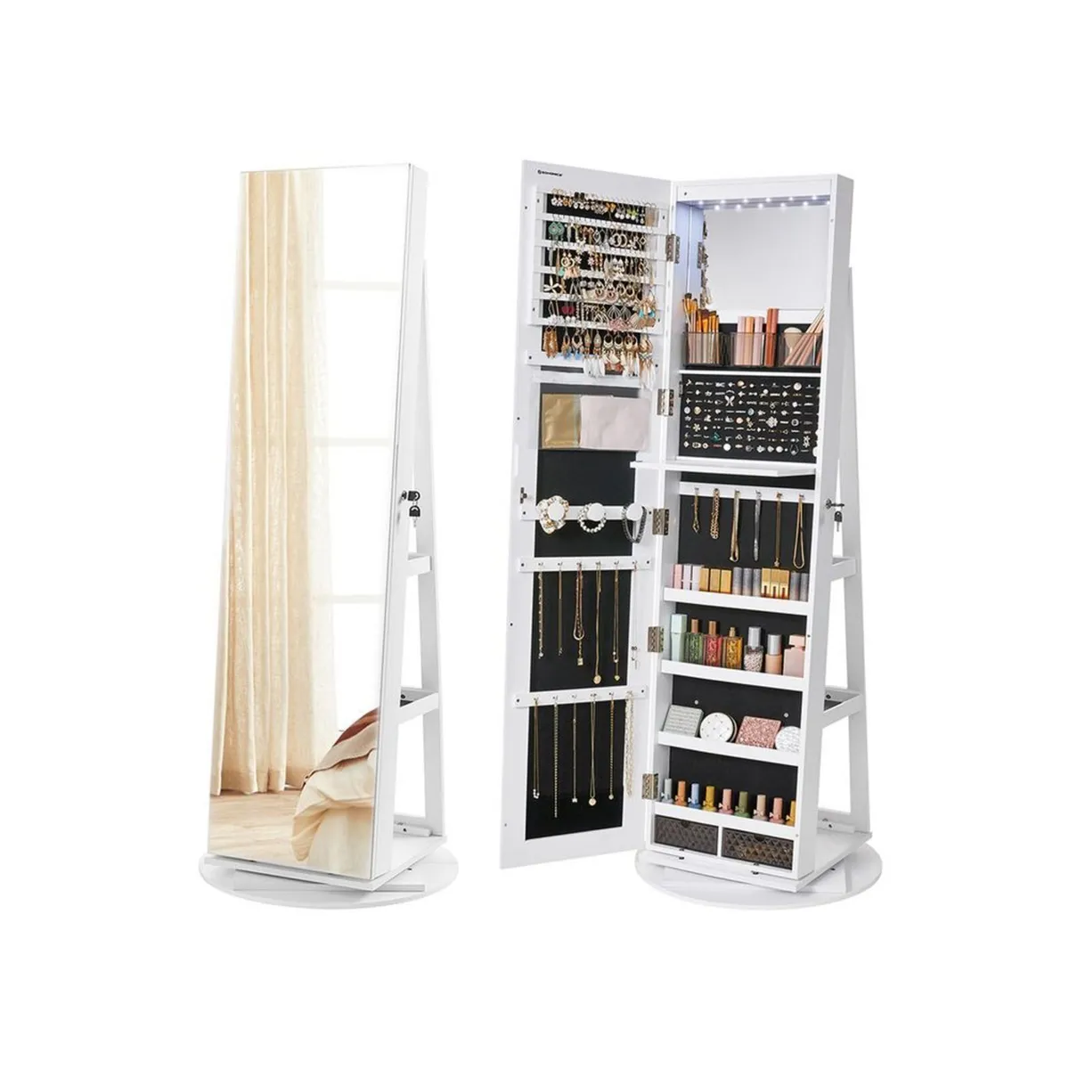 Full Length Mirrored Jewellery Cabinet with LED Li - Image 3