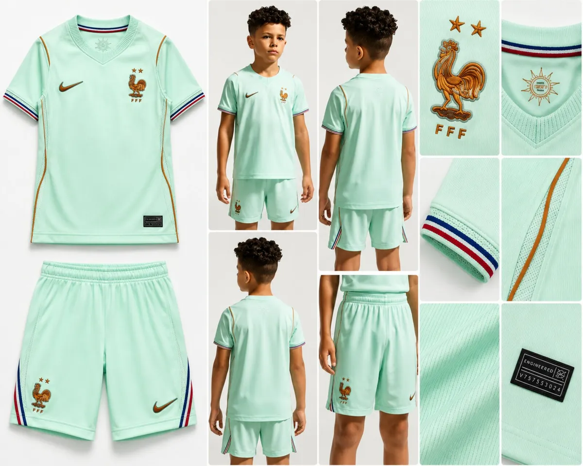 France away kids soccer kit shirt and shorts - Image 1