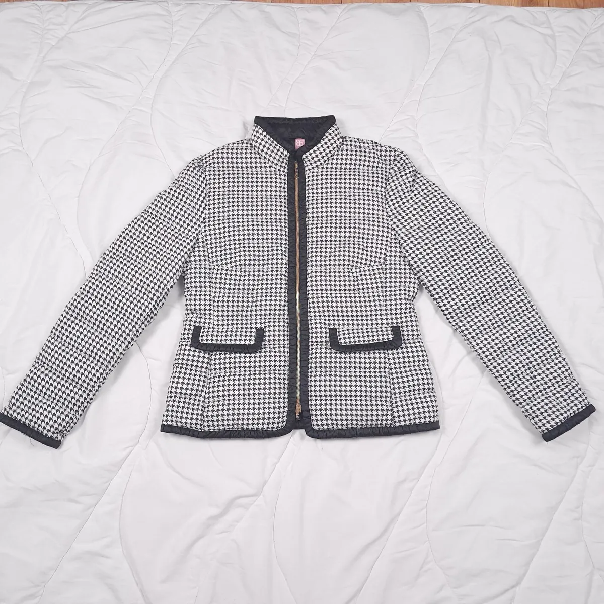 Basler Black White Houndstooth Puffer Jacket 12UK - Image 1