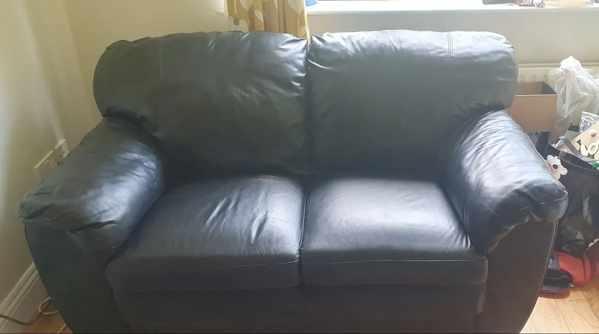 3+2 Black Leather Sofa Set / Couch Suite - Image 3