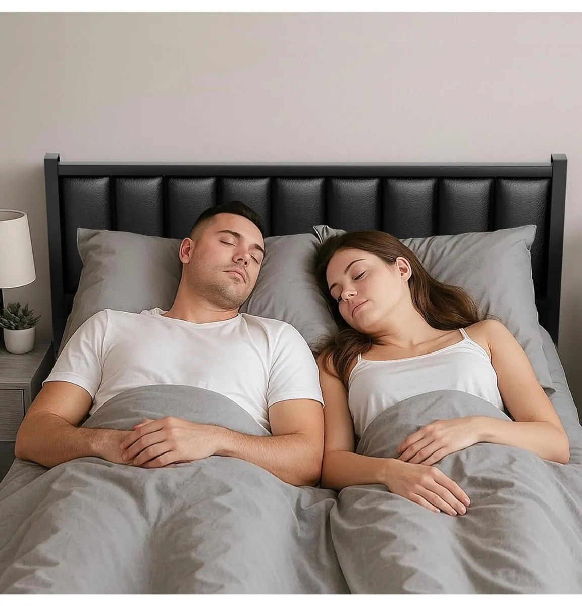 Double Bed Frame with Upholstered Headboard, 4ft6 - Image 2