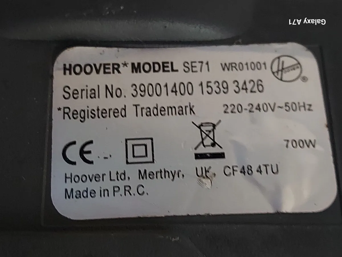 HOOVER Whirlwind Vacuum ModelSE71 Powerful suction - Image 3
