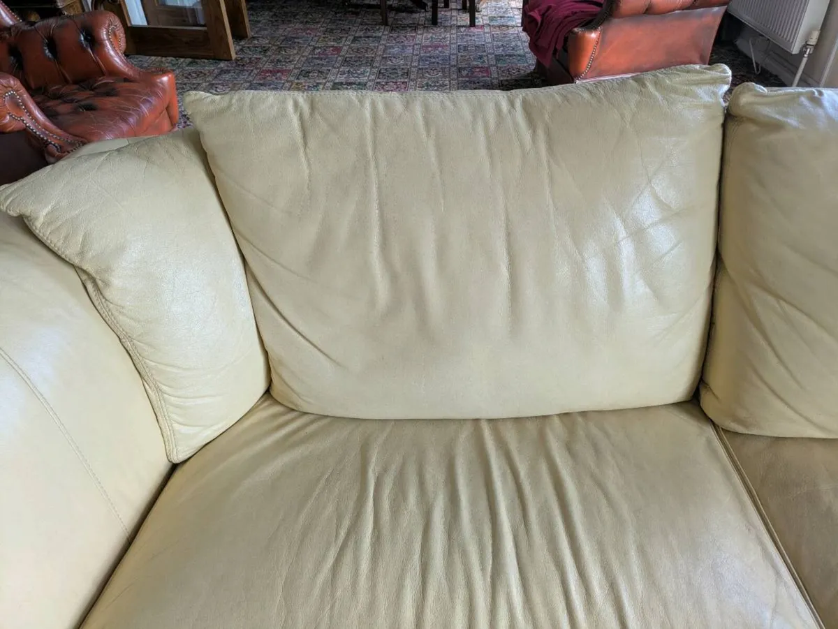 Cream leather sofa - Image 1