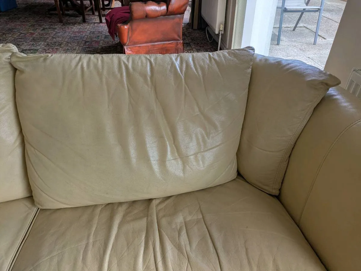 Cream leather sofa - Image 2