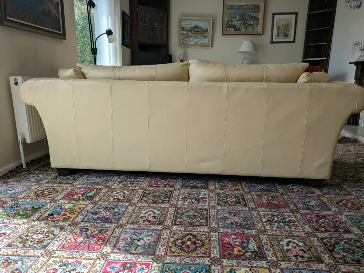 Cream leather sofa - Image 3
