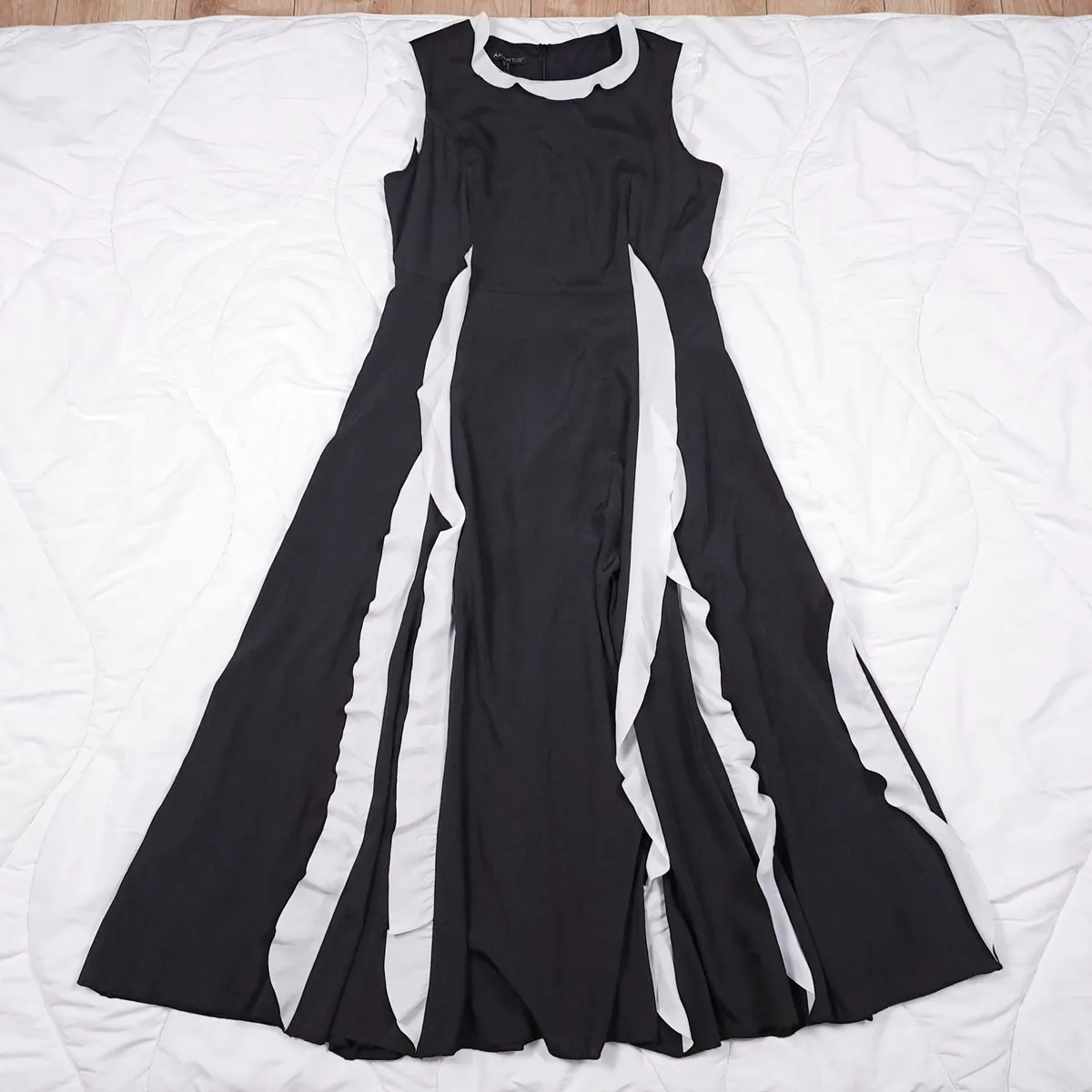 Apart Black White Ruffle Trim Midi Dress 12UK/40EU - Image 3