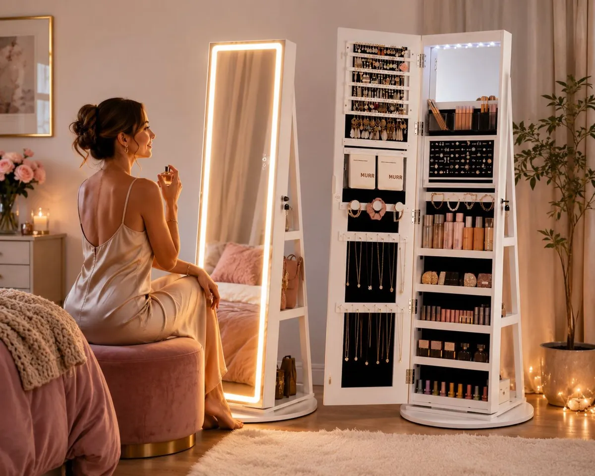 Full Length Mirror Jewellery Cabinet with LED Ligh - Image 2