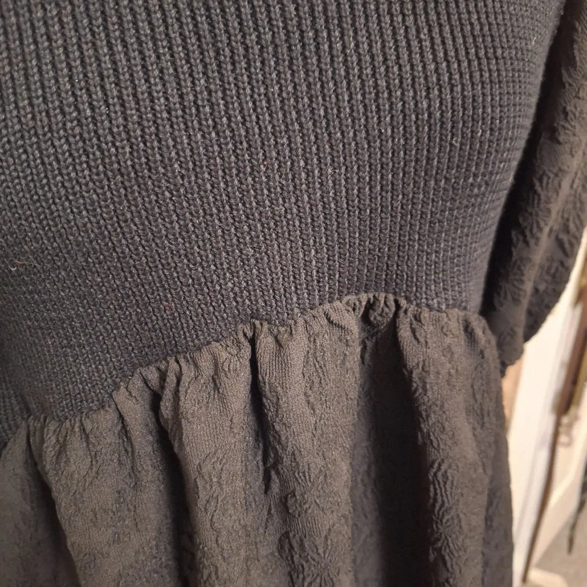 Zara Black Puff Sleeve Dress – Size M - Image 2