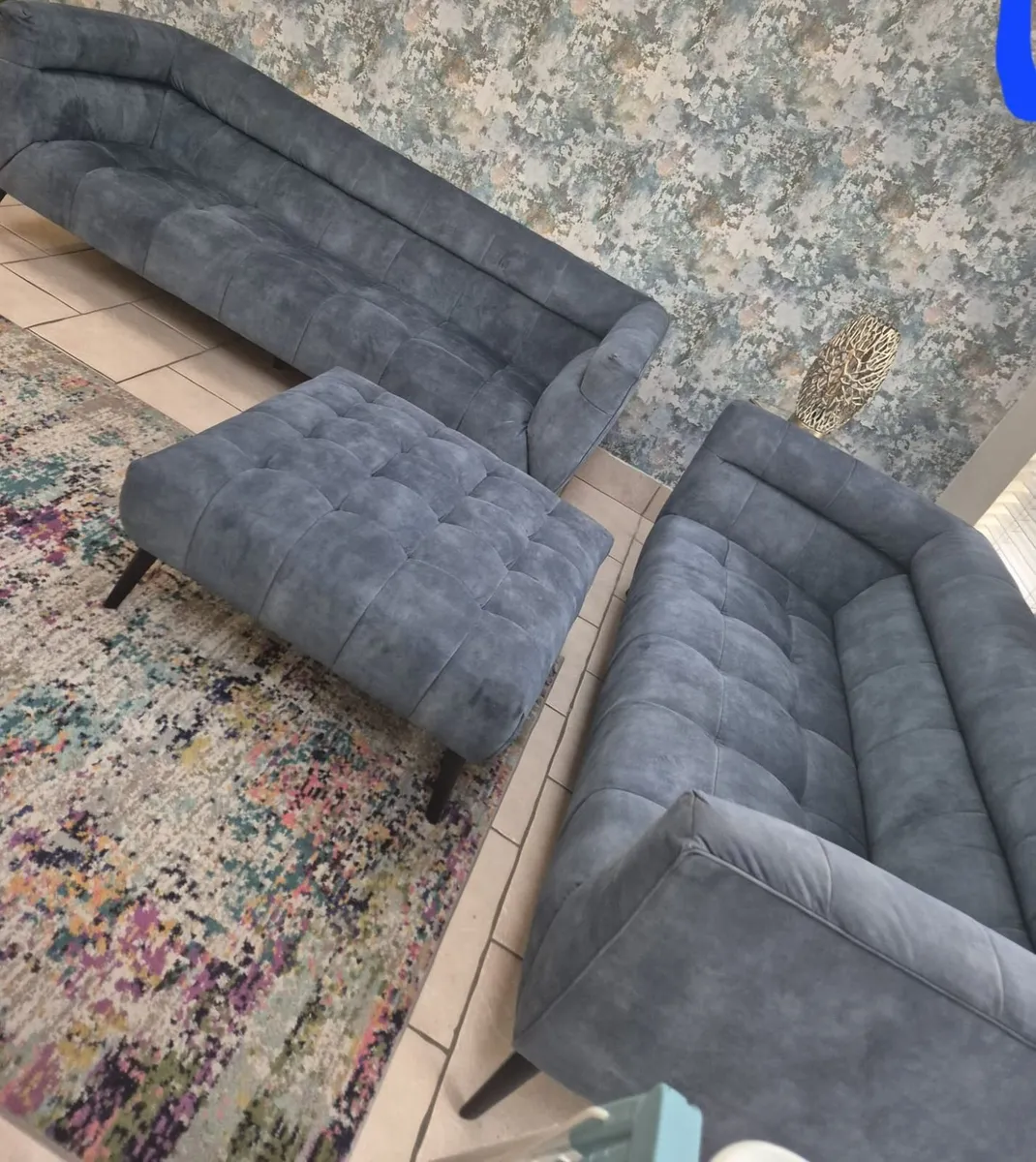 Harvey Norman Blue 2- Piece Suite and Footrest - Image 1