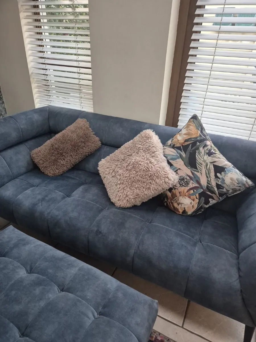 Harvey Norman Blue 2- Piece Suite and Footrest - Image 2