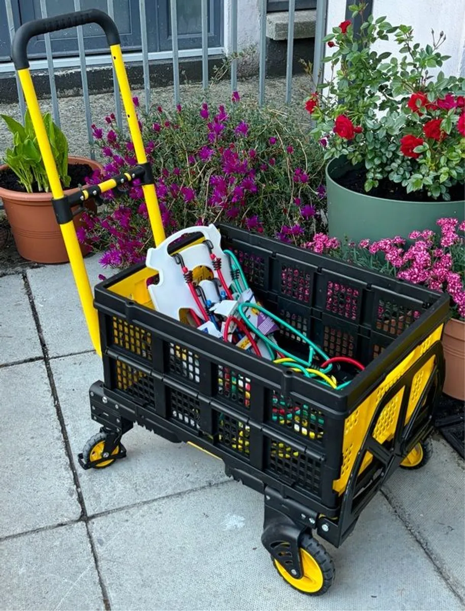 Stanley 2 in 1 Trolley - Hand Lift - Work Cart + 4 Stanley Matching Folding Boxes + Multiple Bungee Cords with Hooks from Amazon - Image 3
