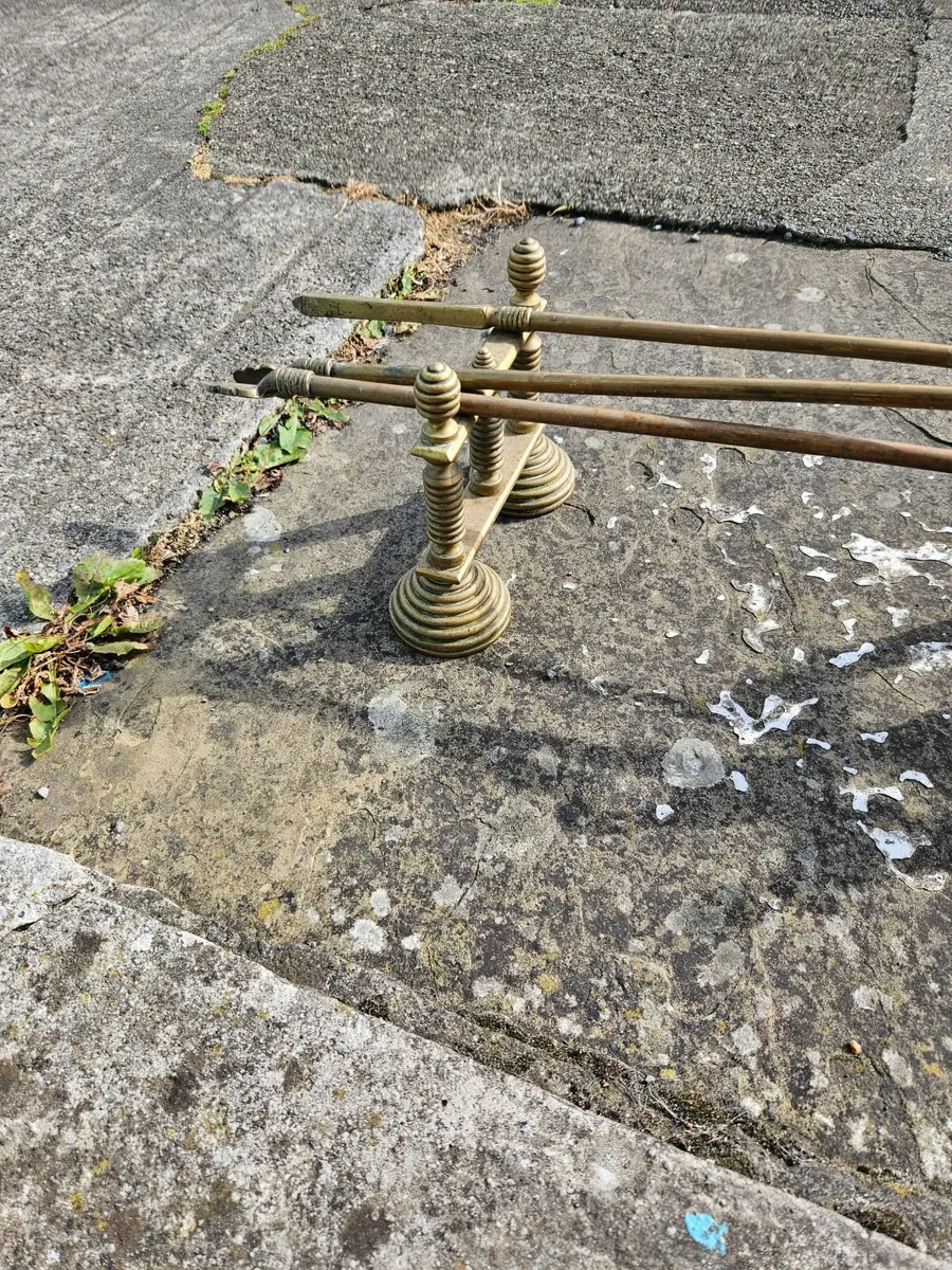 Vintage Brass Fire Irons - Image 1