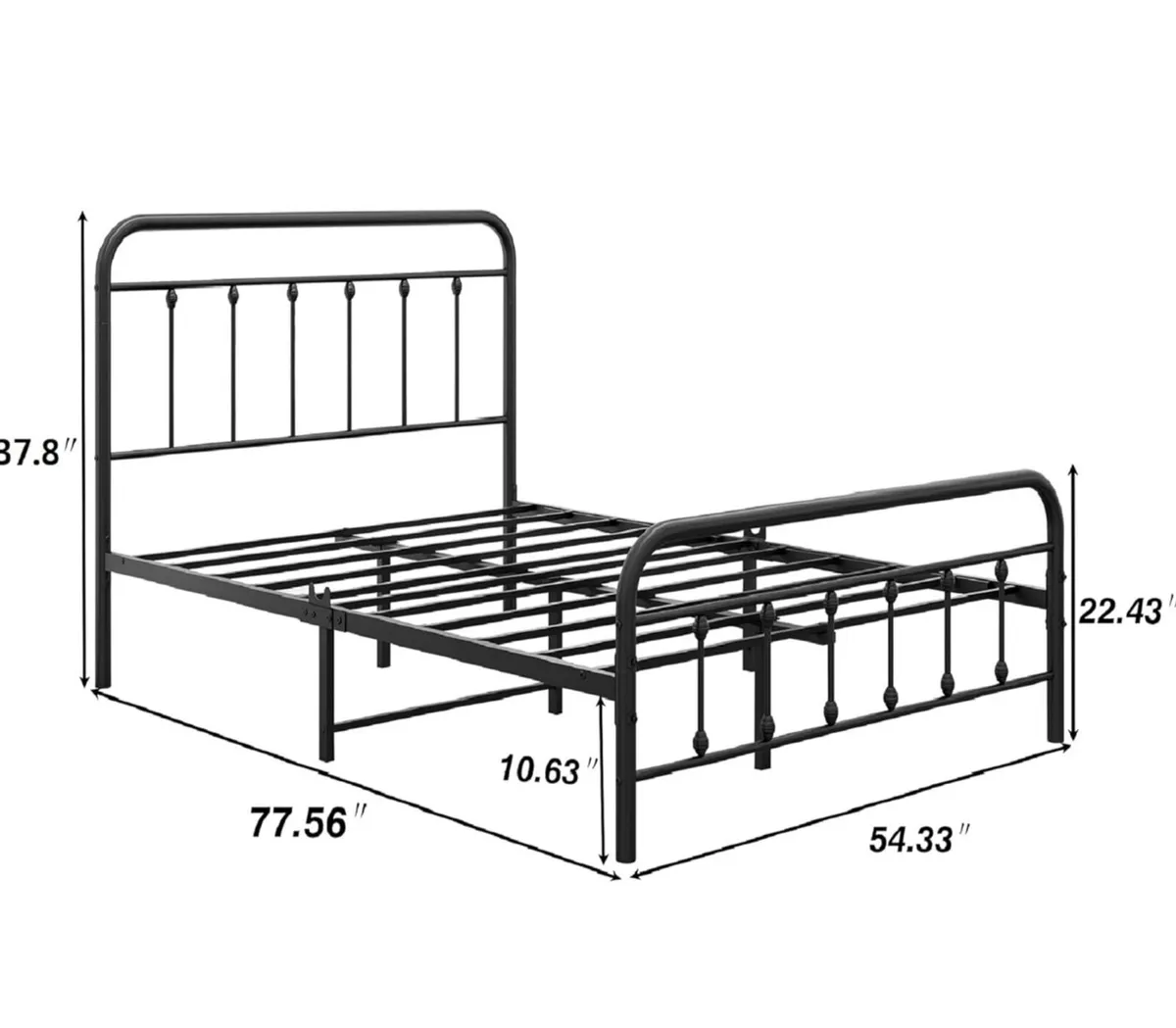 Double Bed Frame with Storage and Headboard, Metal - Image 2