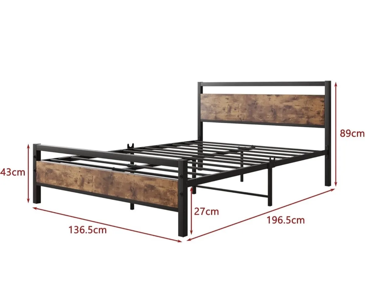 Metal Platform Bed Frame, Double Size, Black | Woo - Image 4