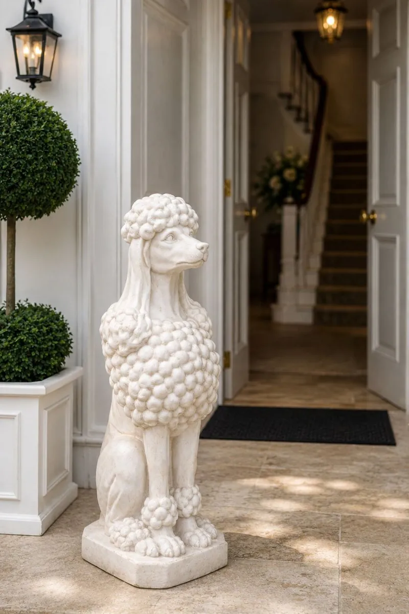 Large White Poodle Garden Statue Elegant Country - Image 1