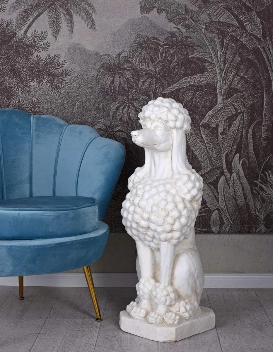 Large White Poodle Garden Statue Elegant Country - Image 2