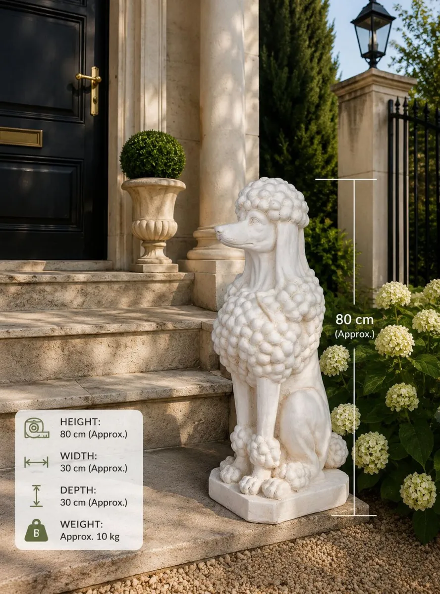 Large White Poodle Garden Statue Elegant Country - Image 3