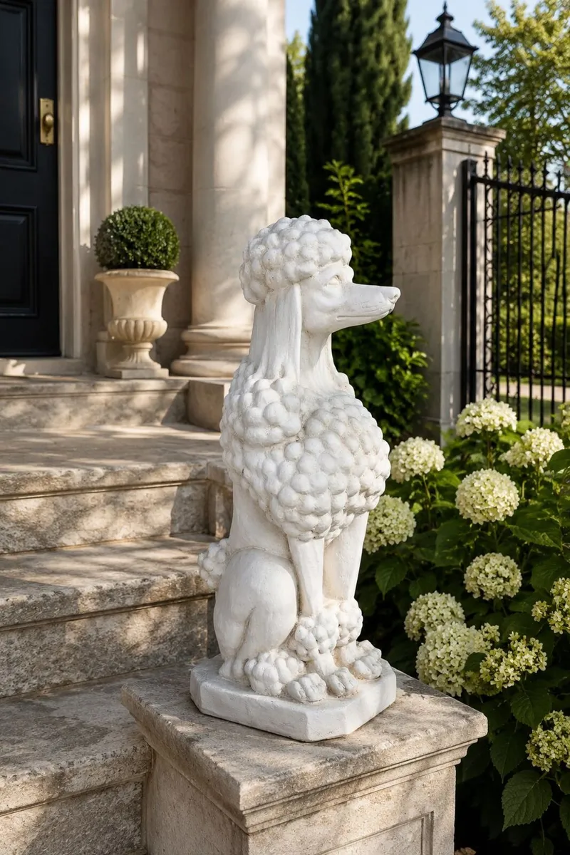 Large White Poodle Garden Statue Elegant Country - Image 4