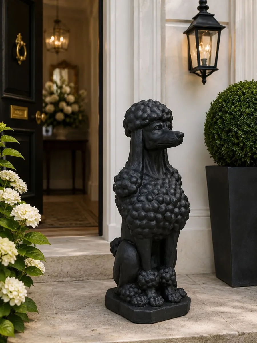 Large Black Poodle Garden Statue 80cm Luxury Dog S - Image 1