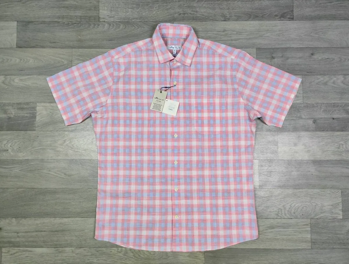 New Peter Millar Short Sleeve Check Shirt Mens M/L - Image 1