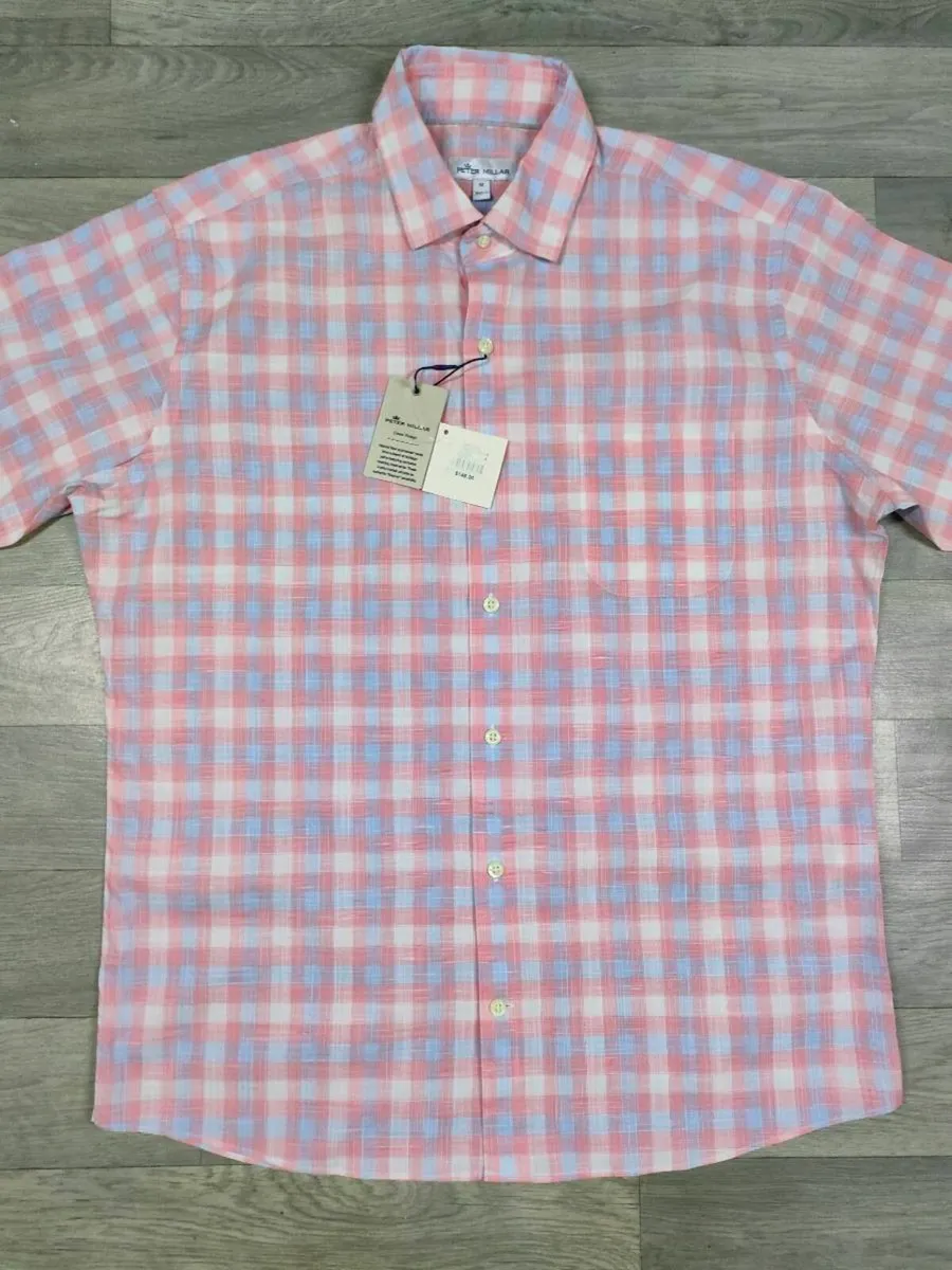 New Peter Millar Short Sleeve Check Shirt Mens M/L - Image 2