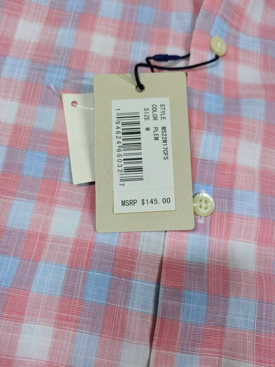 New Peter Millar Short Sleeve Check Shirt Mens M/L - Image 4