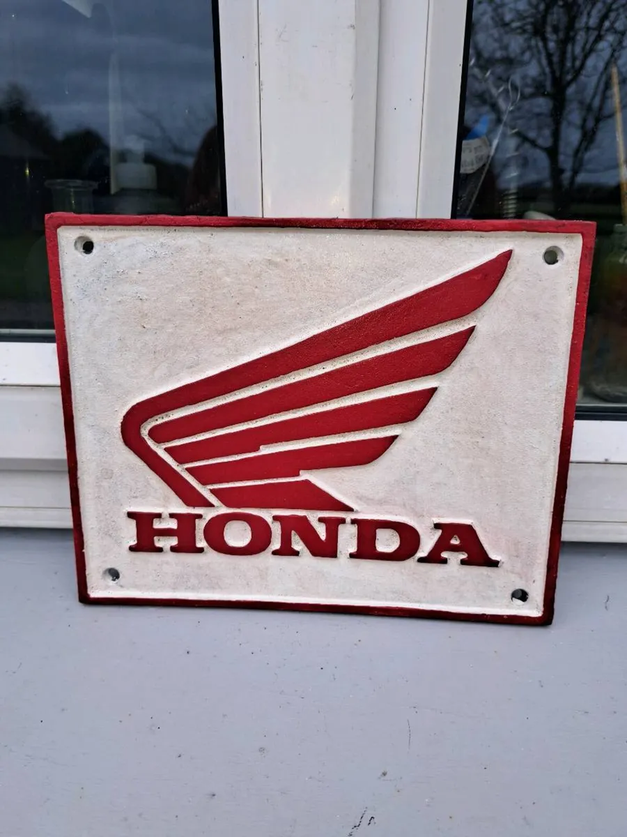 Honda cast iron sign - Image 1