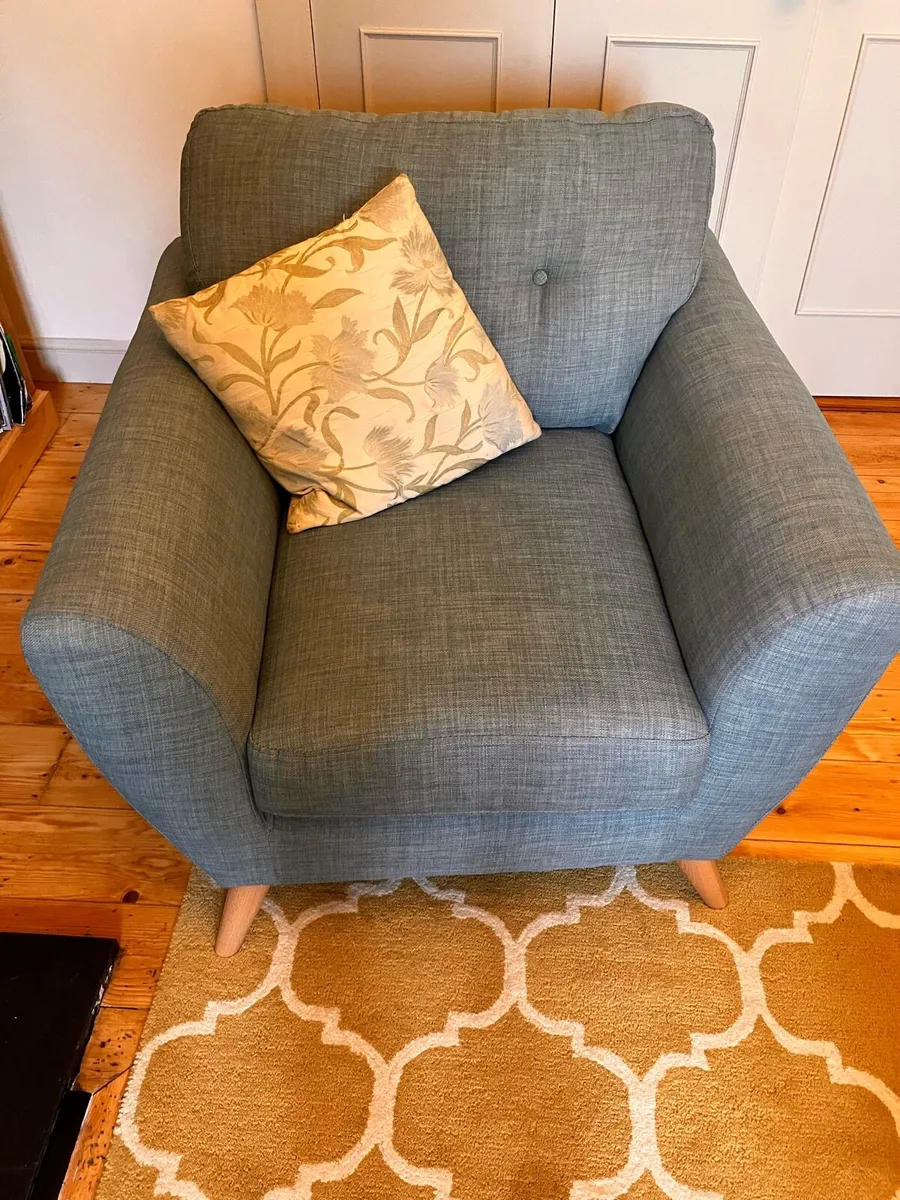 Pair of matching teal armchairs - Image 1
