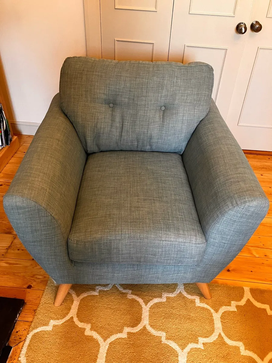 Pair of matching teal armchairs - Image 2
