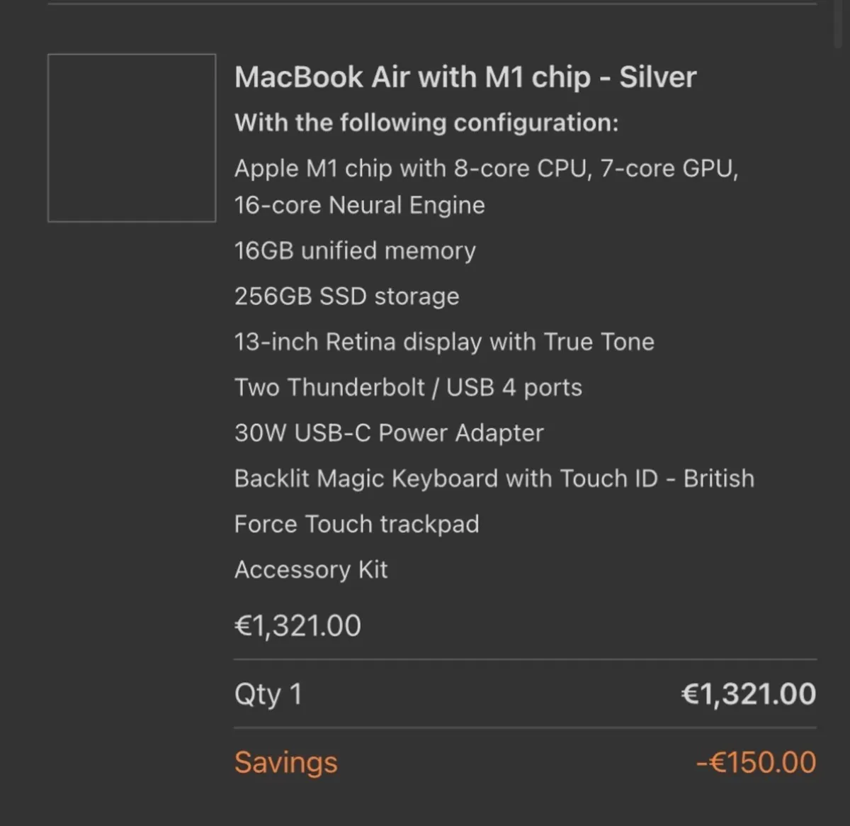 Silver 13” MacBook Air M1 (2020) - Image 2
