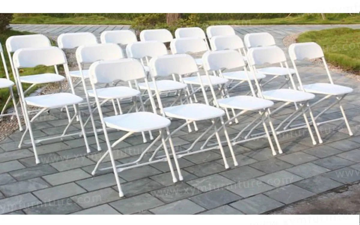 New White Folding Stacking Chairs - Image 1