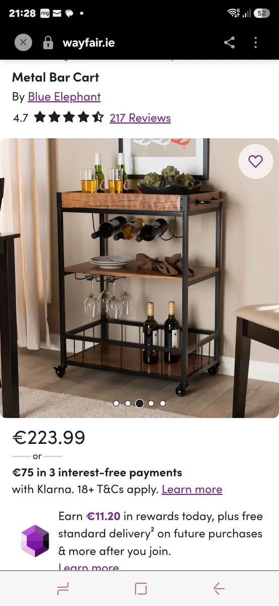 Serving trolley, oak smoke/black - Image 3