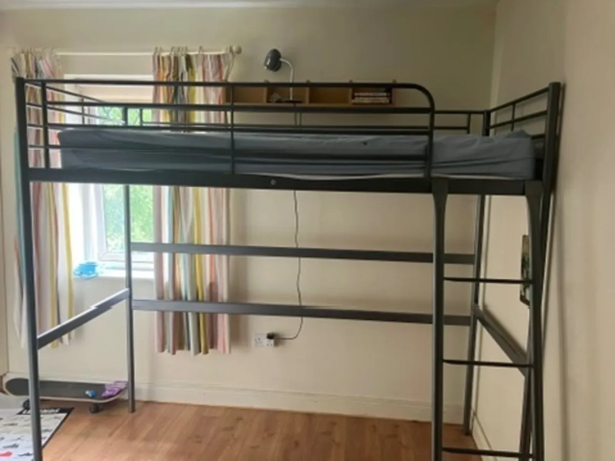 IKEA SVÄRTA Loft Bed – Black Metal Frame - Image 1
