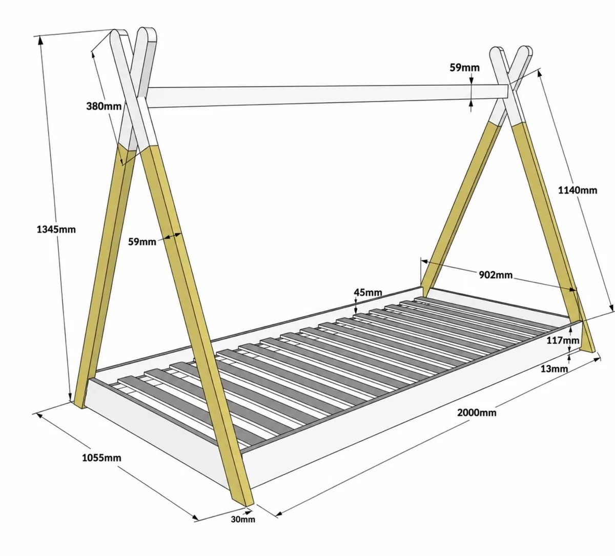 Tee Pee Toddler Floor Bed (Standard Single Size) - Image 2