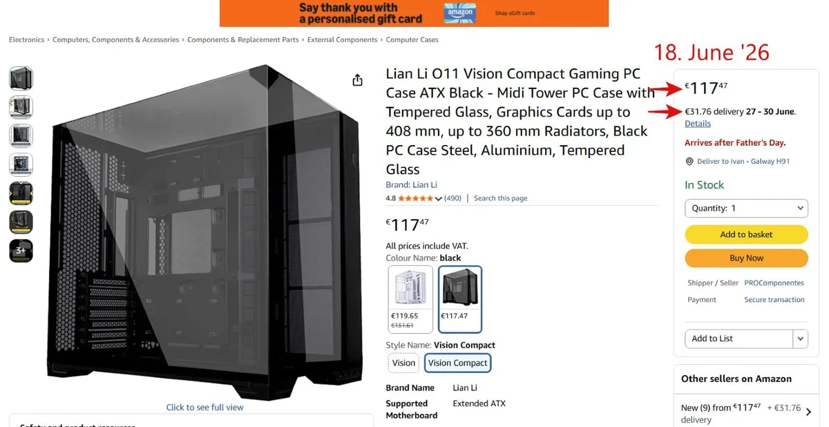 Lian Li O11 Vision Compact, PC CASE, as new! - Image 3