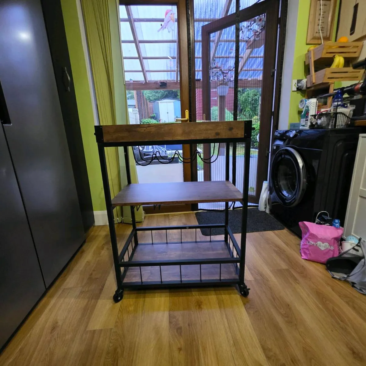 Serving trolley, oak smoke/black - Image 4