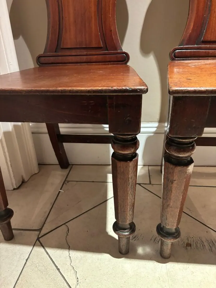 Two Antique Mahogany Hall Chairs - Image 2