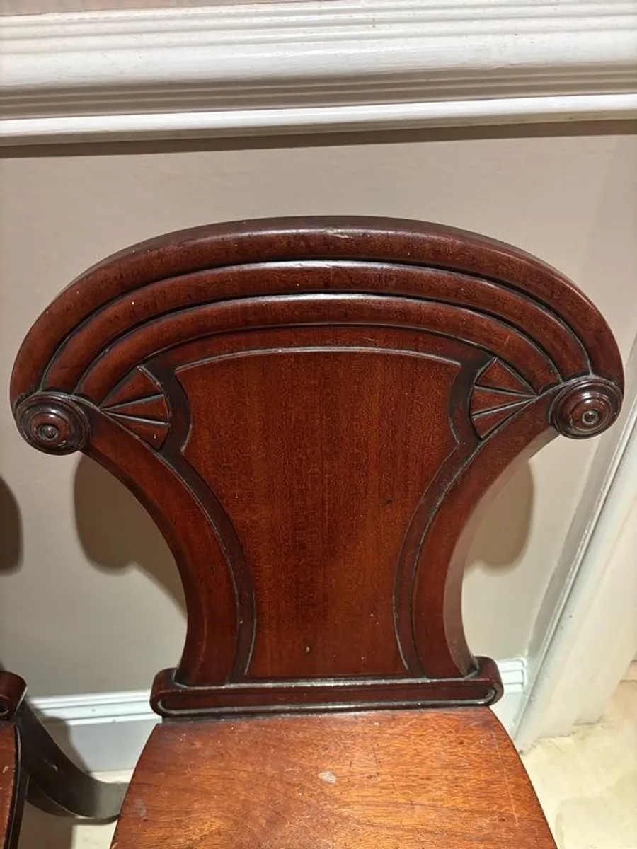 Two Antique Mahogany Hall Chairs - Image 3