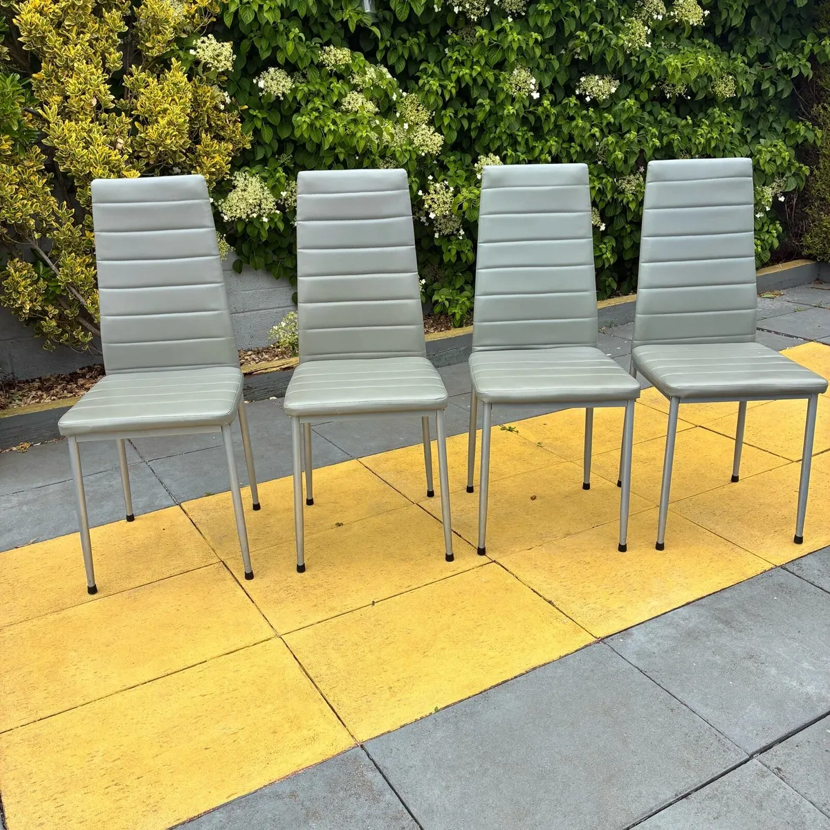 Great Condition 4 grey Leather Chairs - Image 1