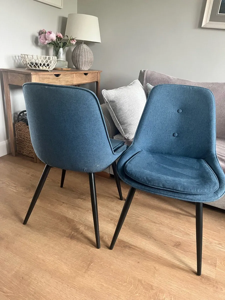 2 Blue upholstered chairs - Image 2