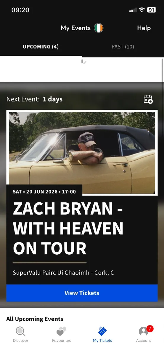 Zach Bryan Tickets x2 seated, sat. 20th in Cork