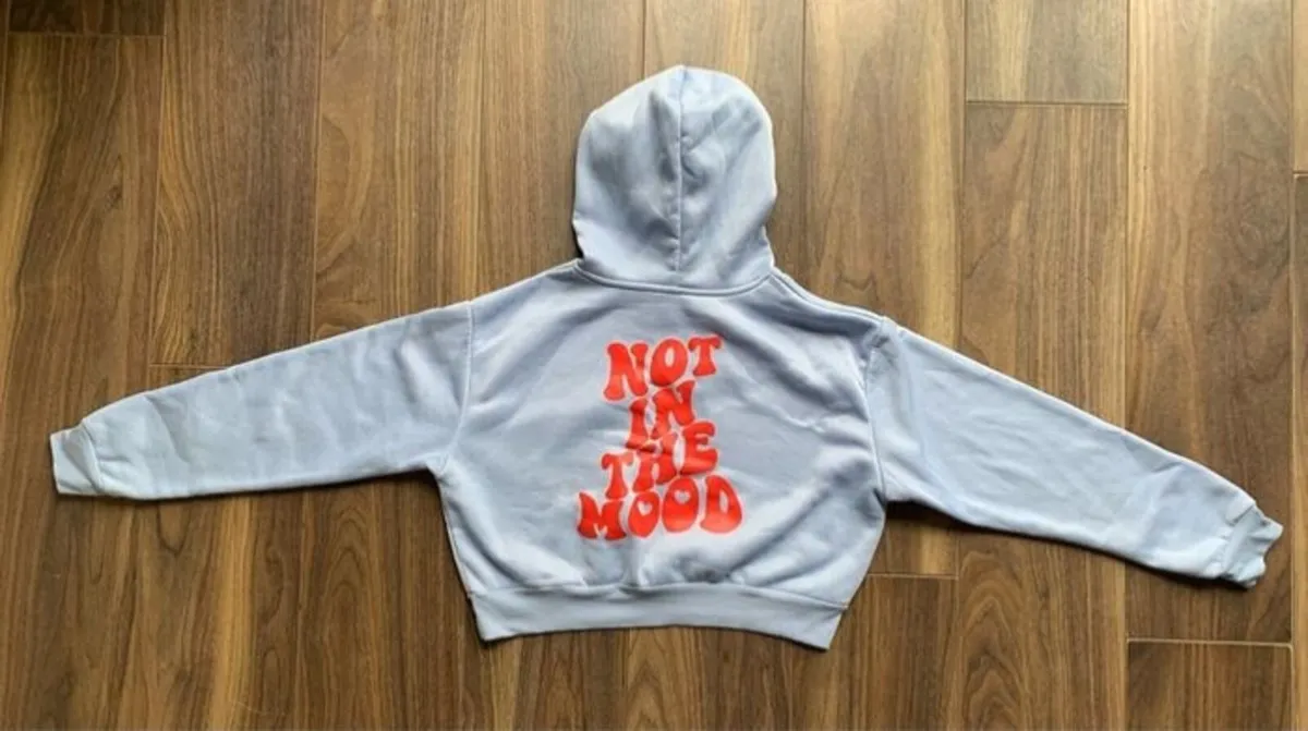 NEW Ladies/Girls Slogan Crop Hoodie: Medium (suit - Image 1