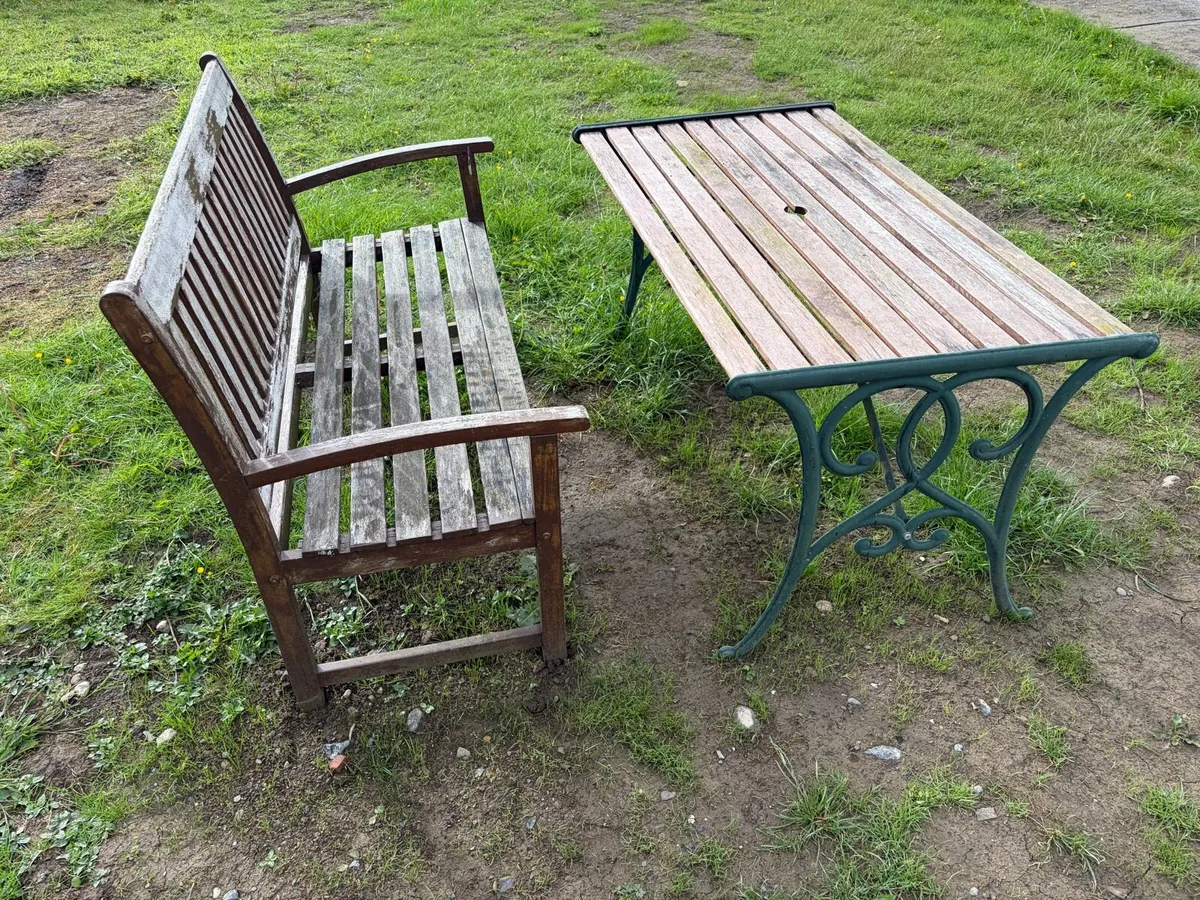 garden bench + table cast iron - Image 1
