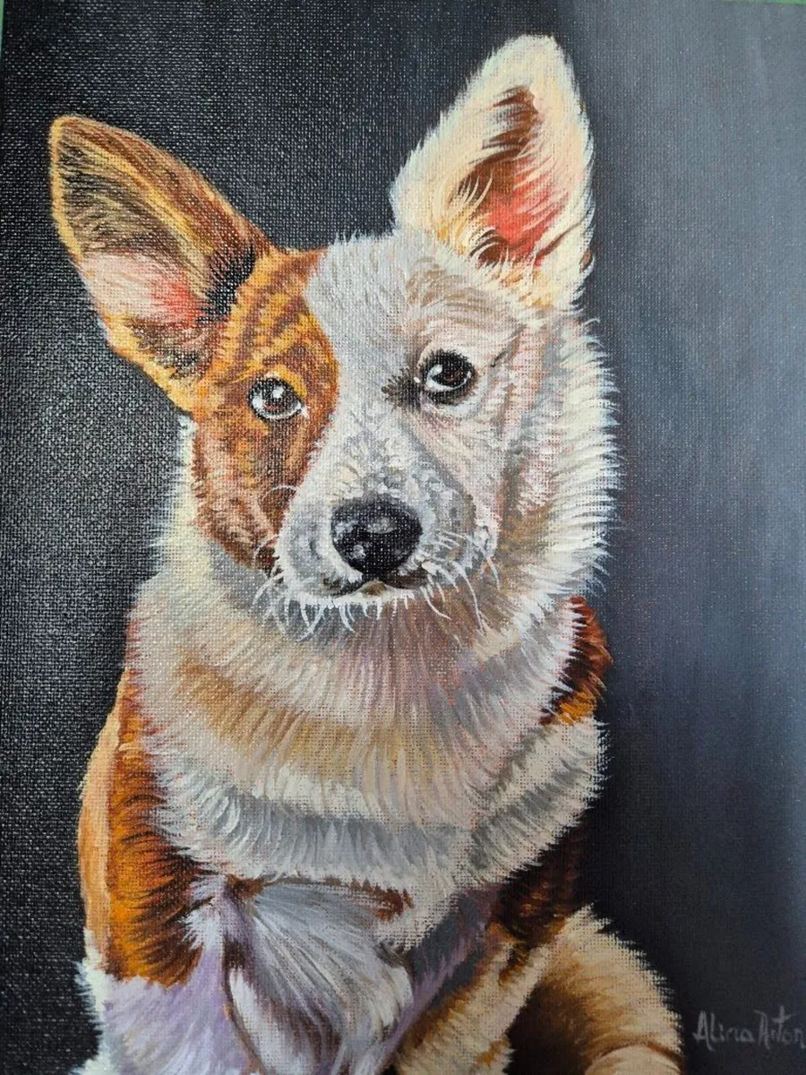Corgi | Original oil painting on canvas panel - Image 2