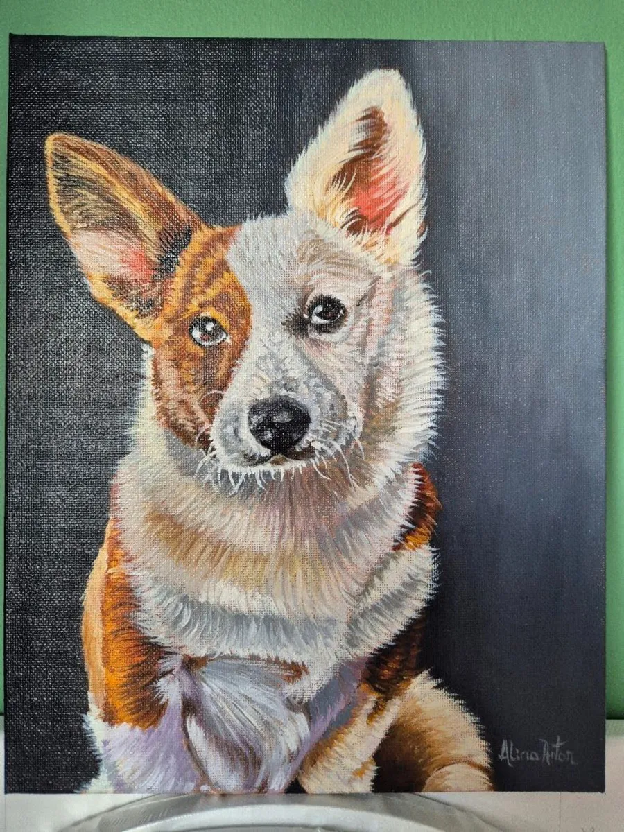 Corgi | Original oil painting on canvas panel - Image 1