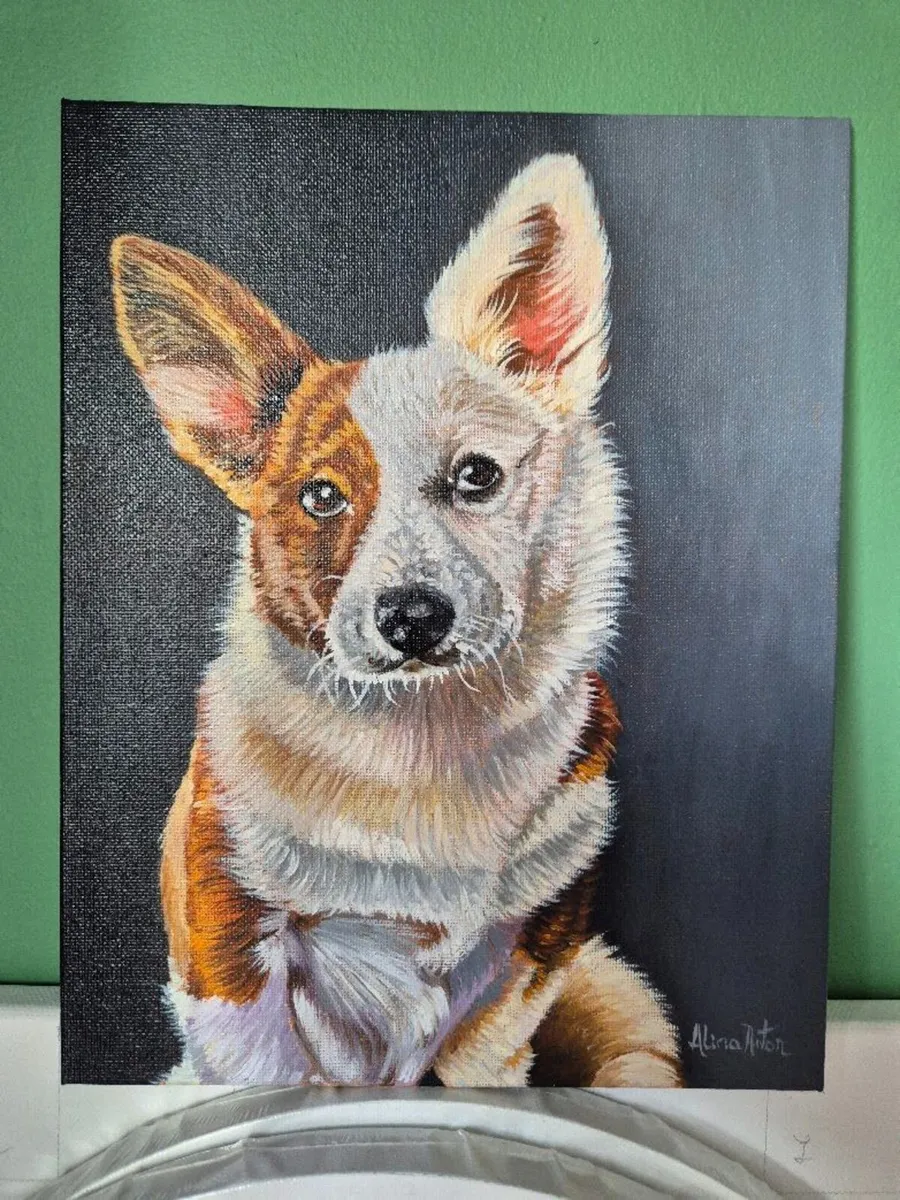 Corgi | Original oil painting on canvas panel - Image 3