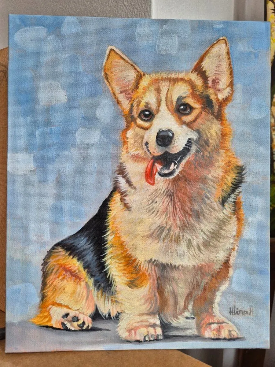 Happy Corgi - oil painting - Image 2