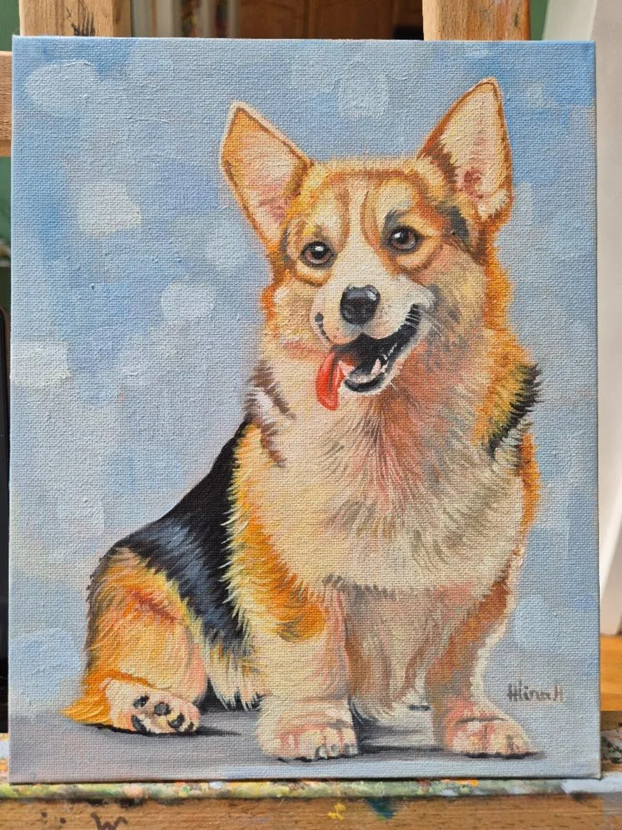 Happy Corgi - oil painting - Image 3