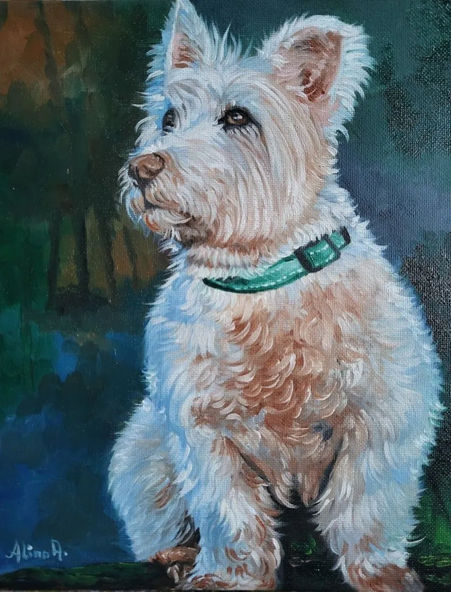 Westi West Highland terrier - oil painting - Image 1
