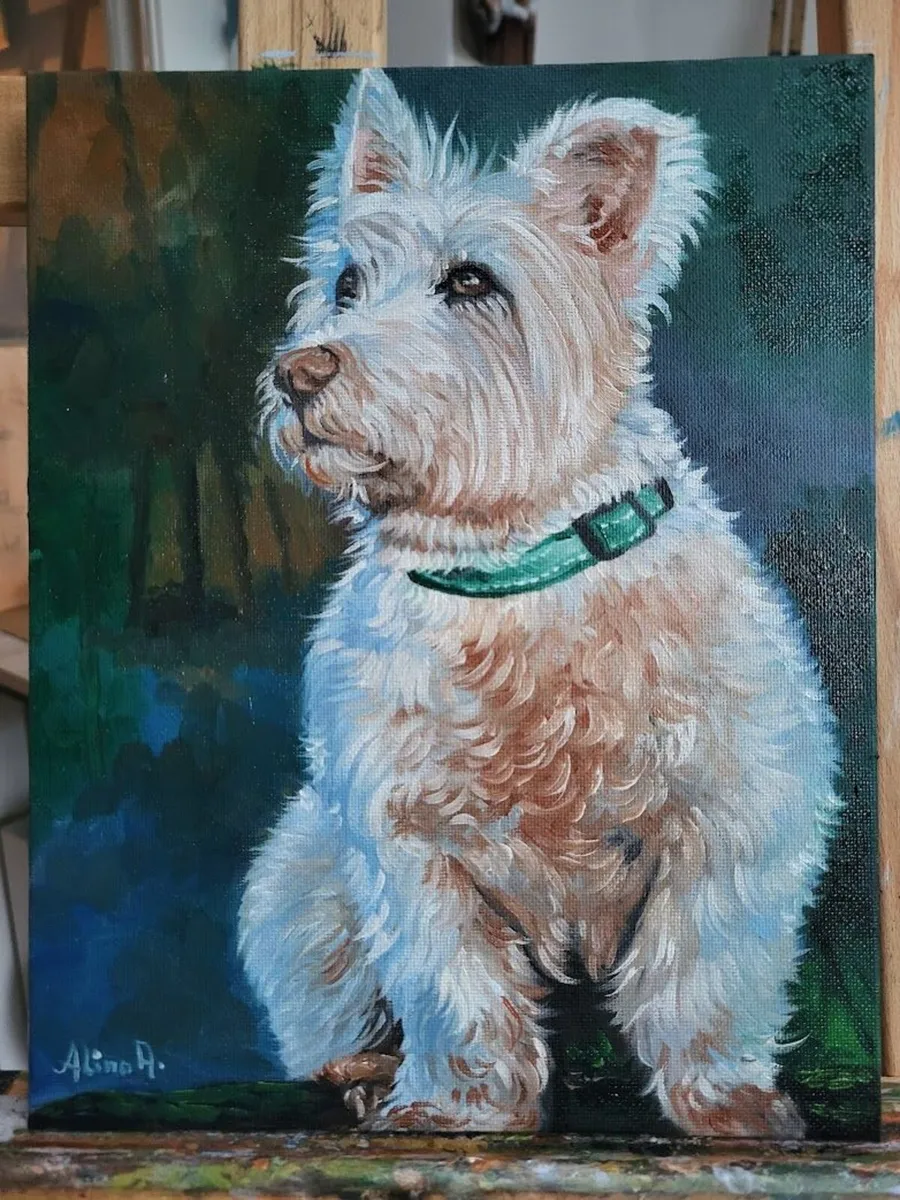 Westi West Highland terrier - oil painting - Image 4